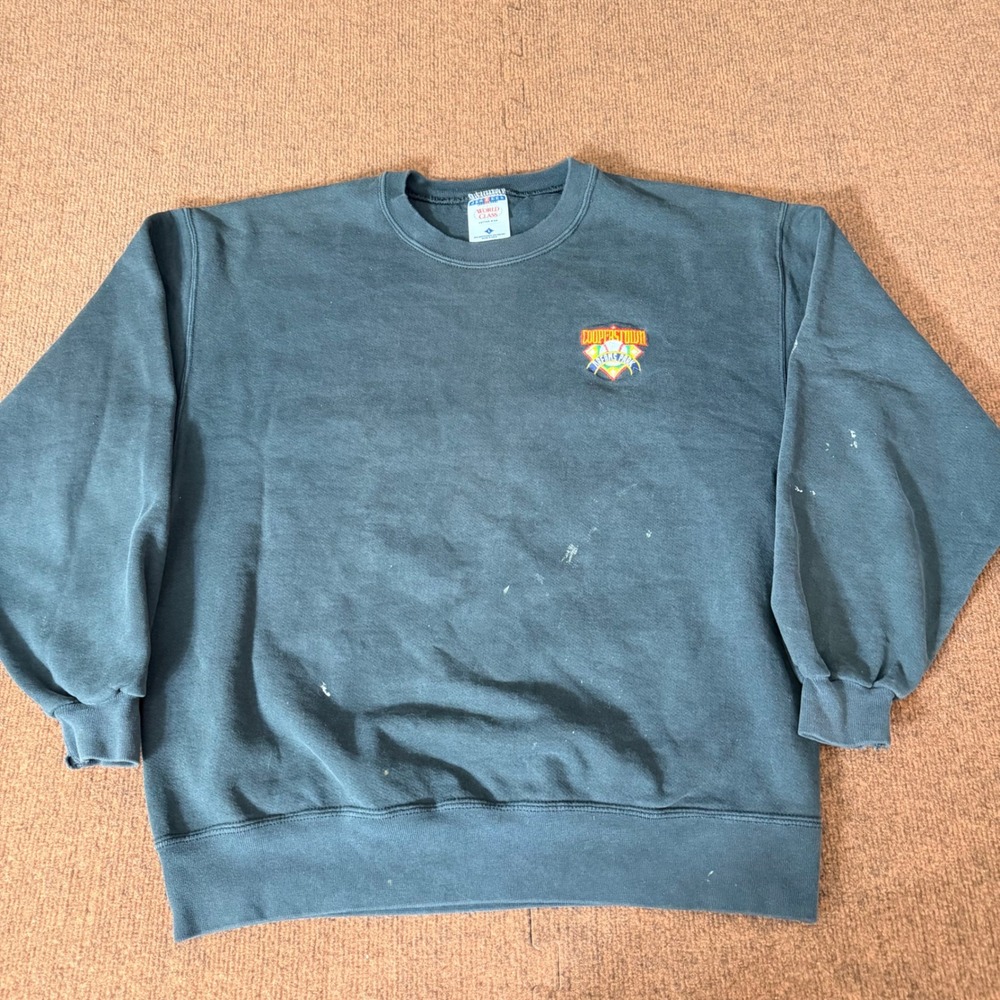 Jerzees Cooperstown Dreams Park Sweatshirt Mens‎ Large Blue Crewneck Made in USA